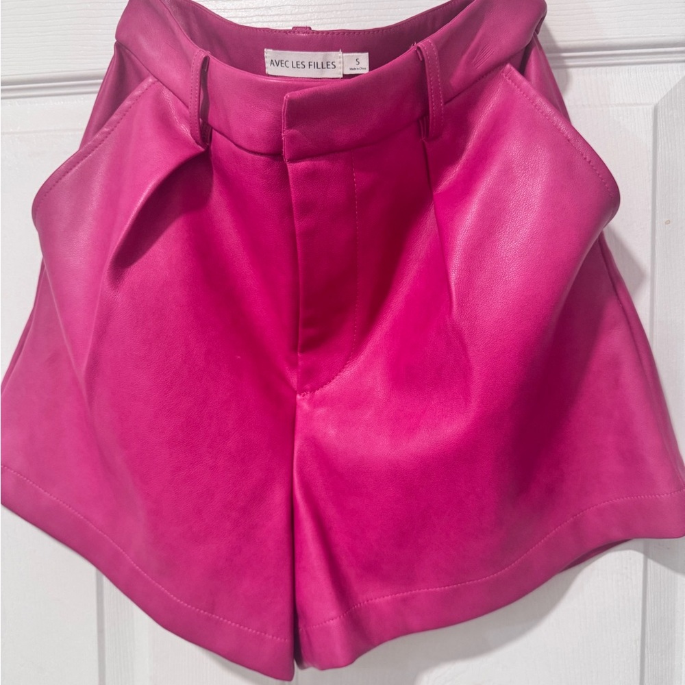 Avec Les Filles Fuchsia High Waist Shorts